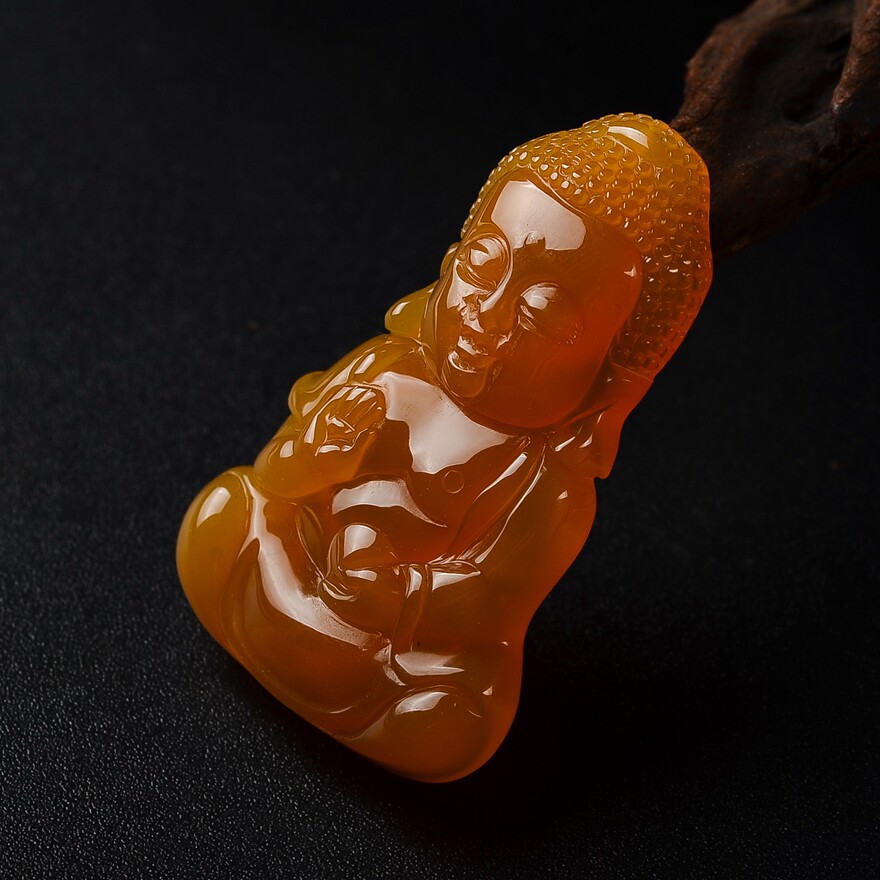 省级工艺美术大师院小果作品 黄龙玉 宝宝佛 12.36g