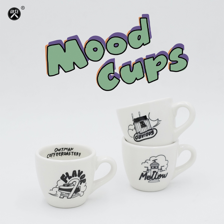 Outman Mood Cups 意式浓缩浓缩咖啡杯 90ml 陶瓷咖啡杯