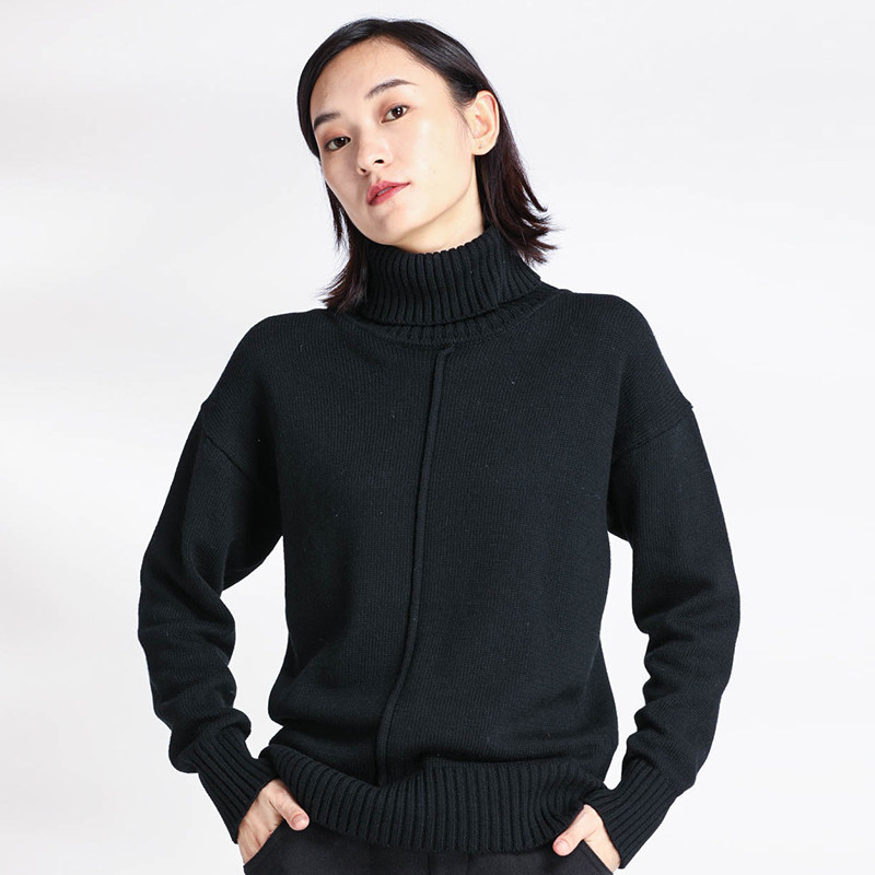 中和休闲女高领净色毛衣翻领长袖修身针织衫冬季新品cgsc4064