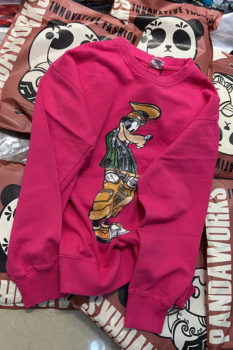 欧洲站2022春季新款韩版长袖上衣卡通高飞狗套头圆领休闲卫衣女潮