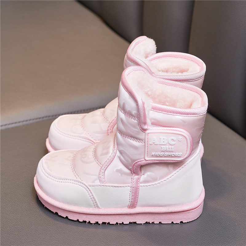 儿童雪地靴防水女童靴子冬季保暖加厚棉鞋宝宝冬靴防滑加绒雪地棉