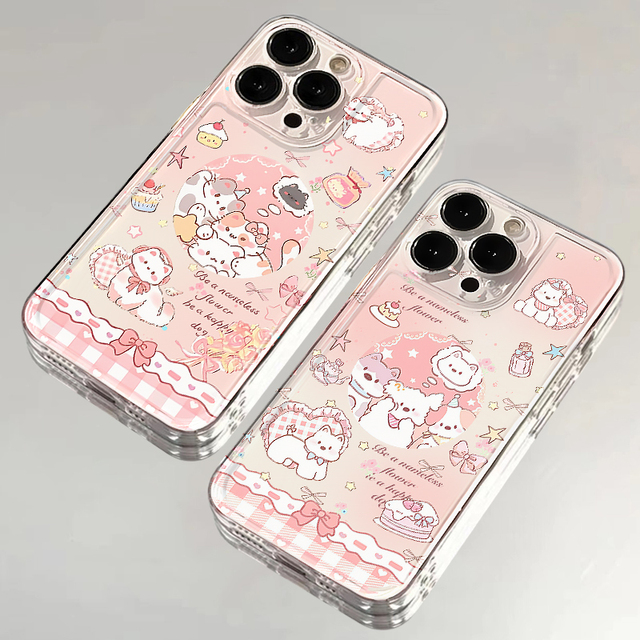 可爱少女粉猫狗适用苹果16promax手机壳iphone14PRO华为mate60pro透明Pura70荣耀300女reno13保护套s20小米15