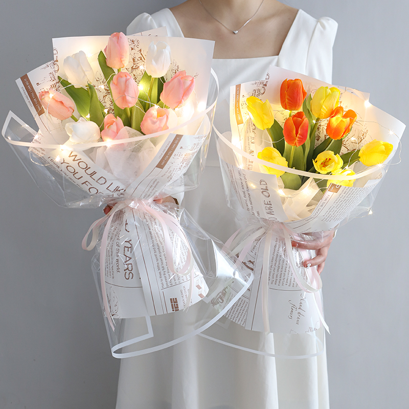 郁金香仿真花花束高端pu保湿手感客厅小摆件装饰送闺蜜妈妈女朋友