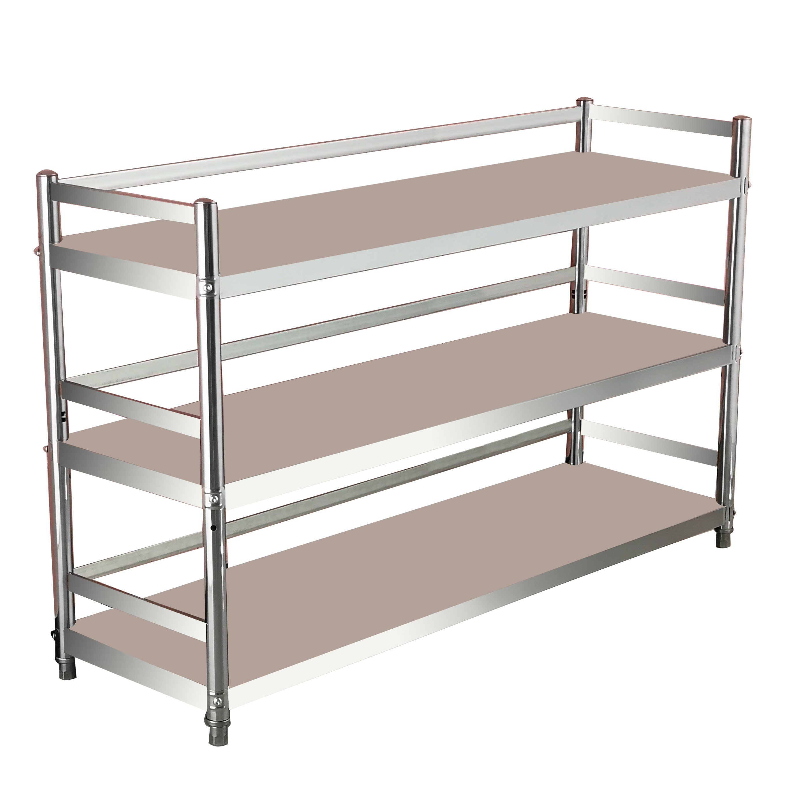 带围栏不锈钢厨房置物架落地3多层2微波炉收纳储物货架蔬菜省空间