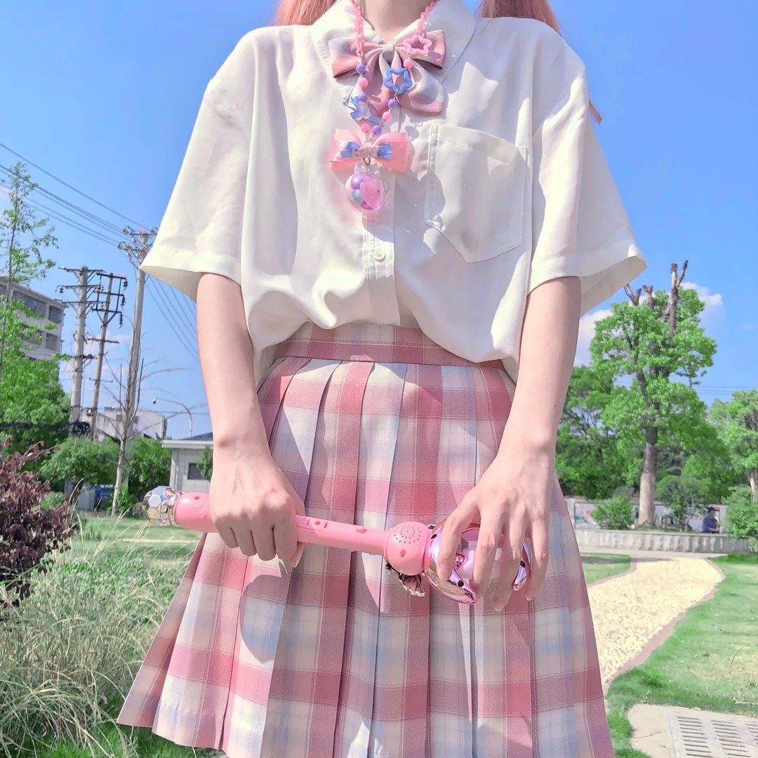 【小椿】水果糖jk正版制服裙粉色日系格裙学院风校供感百褶短裙女