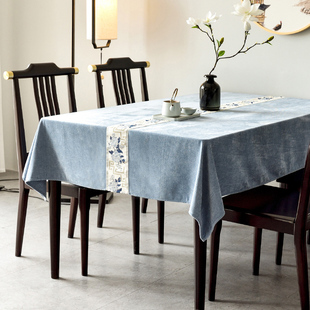 新中式桌布禅意中国风古典布艺棉麻餐桌客厅长方形茶几桌垫台盖布