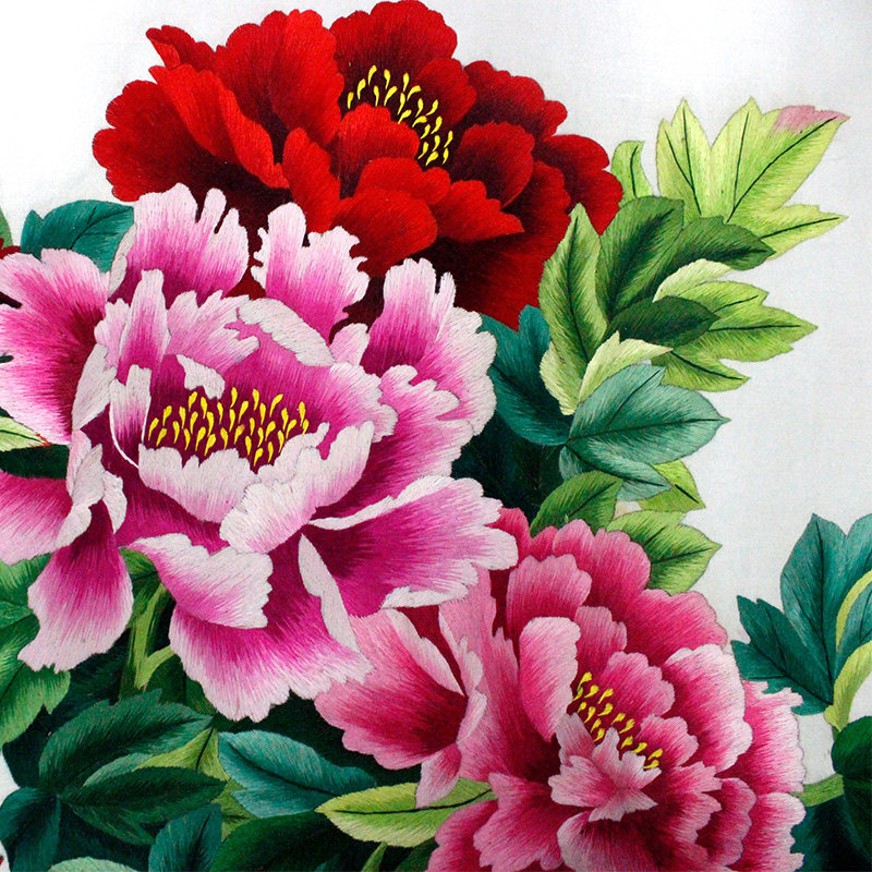 中国刺绣工艺品 开封汴绣装饰画牡丹蝶恋 特色礼品