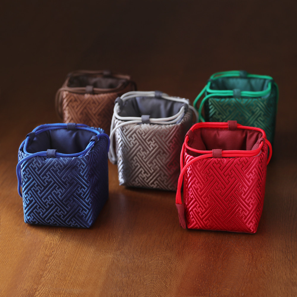 春泥丝绸棉布加厚收纳旅行包茶叶罐茶杯茶具布袋茶壶织锦回纹布包