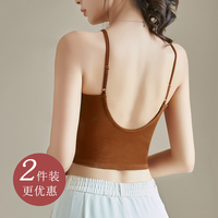 u型美背内衣小吊带背心女内搭夏外穿带胸垫一体网红爆款黑色打底