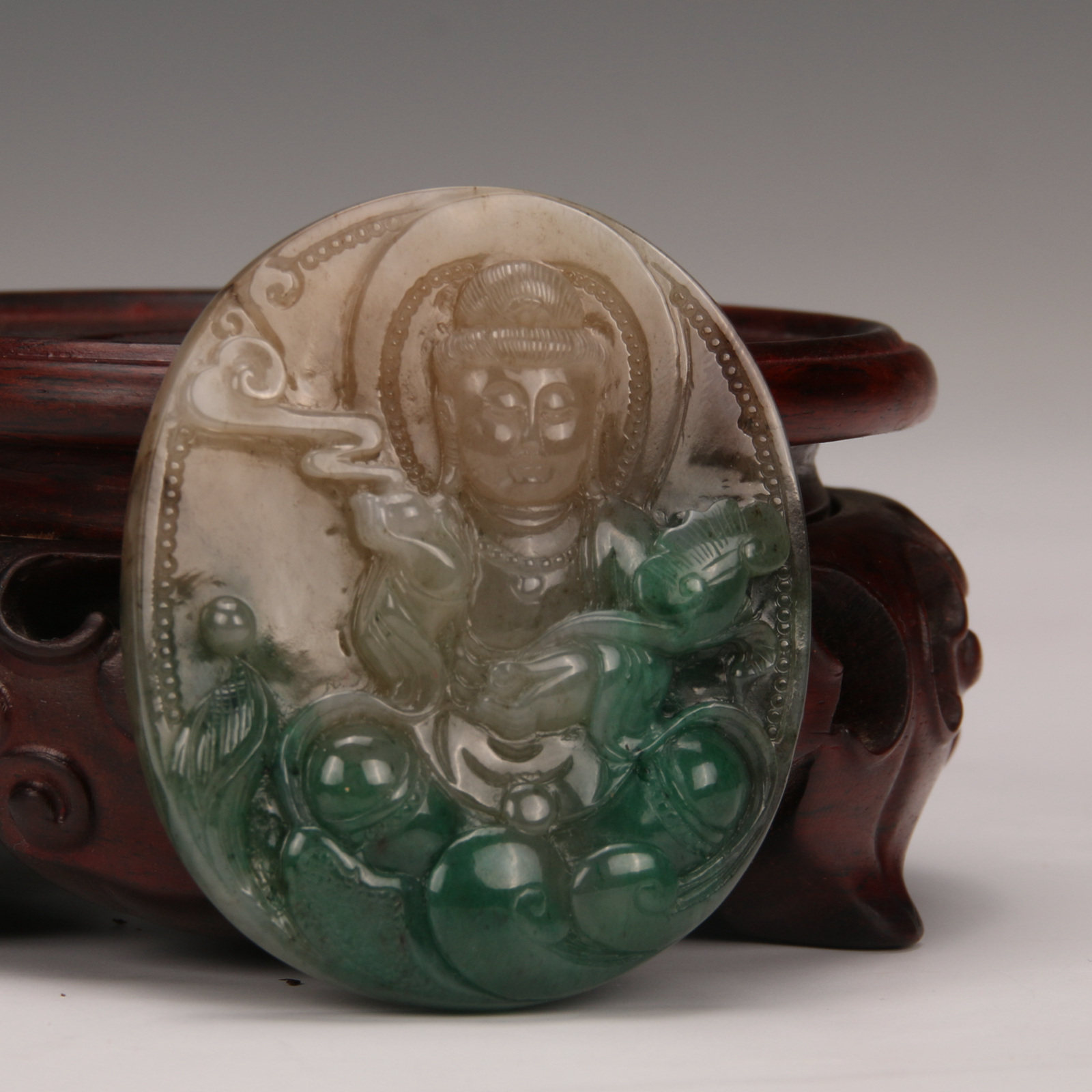 【独山玉挂件】独玉观音35.24g仵海洲玉雕工作室出品w6048