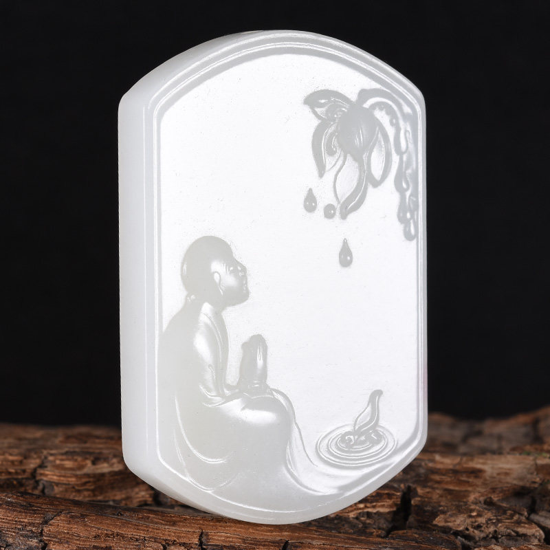 省级玉雕大师时晓印作品 和田玉悟道挂件 38.03克*