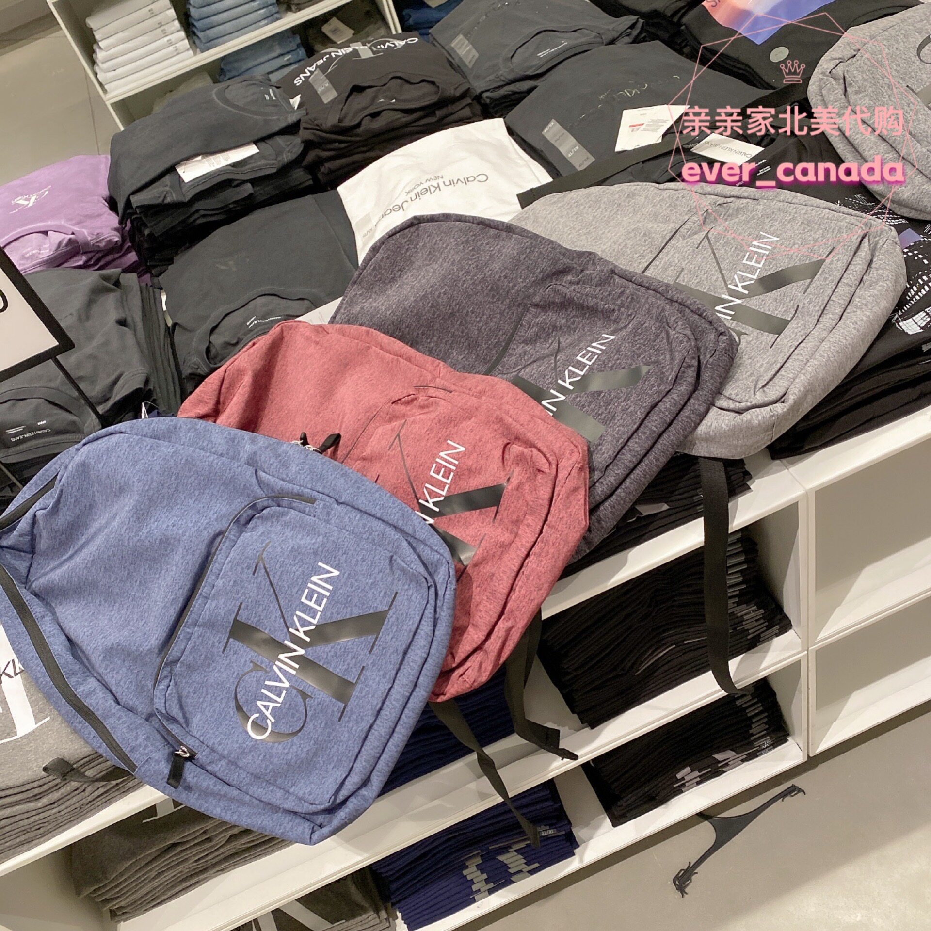 亲亲家calvin klein ck双肩包拉链中性薄款休闲大容量加拿大代购