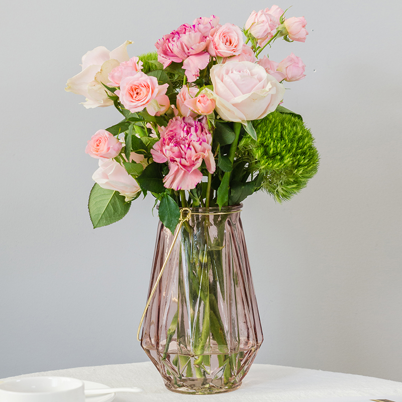 北欧ins玻璃花瓶客厅轻奢水养透明花器仿真花干花插花装饰品摆件