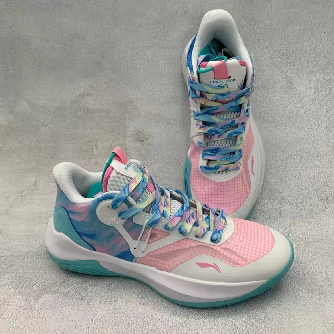 李宁lining音速9 td团队白粉冰淇淋减震耐磨实战篮球鞋abps023-1