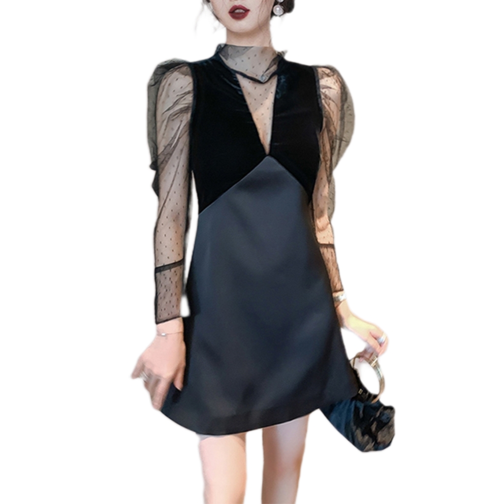 法式洋装锦缎小晚礼服裙女高端轻奢众名媛生日短款黑色平时可穿夏