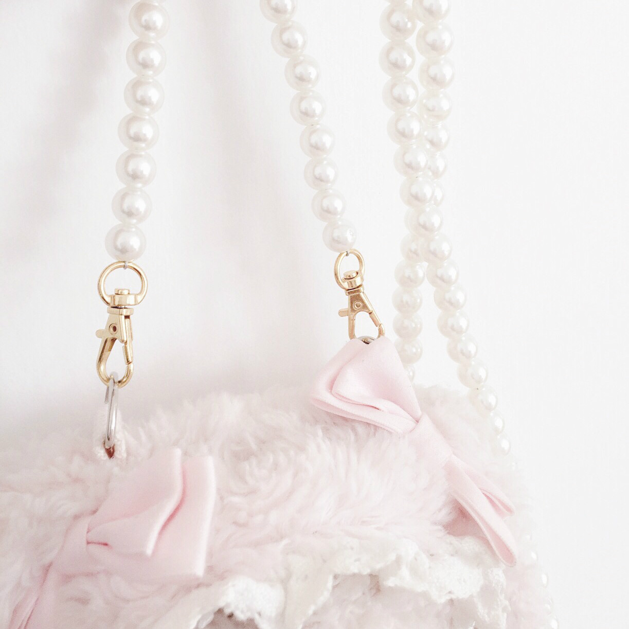 NanNanS原创 精致珍珠包链条40cm手拎手提钢丝结实替换配件lolita