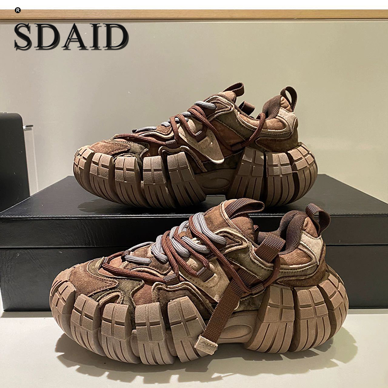 SDAID高端欧洲巴黎轮胎老爹鞋春季2024新款复古旧厚底回弹运动鞋