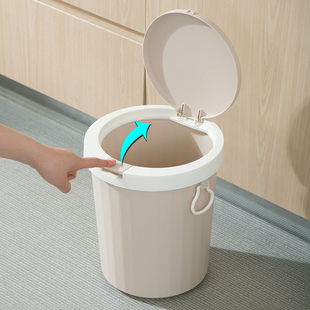 带盖垃圾桶家用卫生间厨房按压客厅轻奢大容量厕所防水弹盖垃圾筒