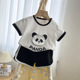 婴儿套装夏季薄款宝宝熊猫衣服分体幼童夏装洋气短袖两件套外出服