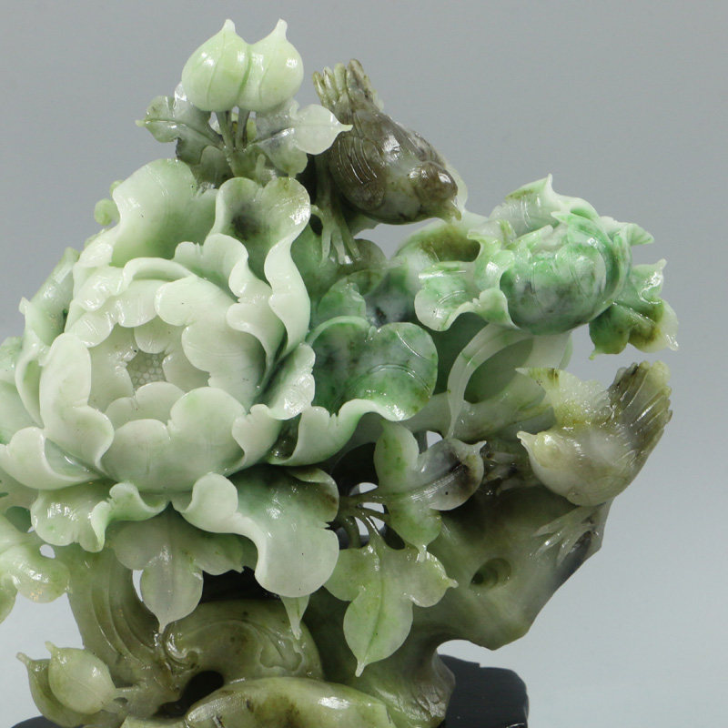 [源头好货-镇平] 《花开富贵》玉雕大师李彦明作品930g