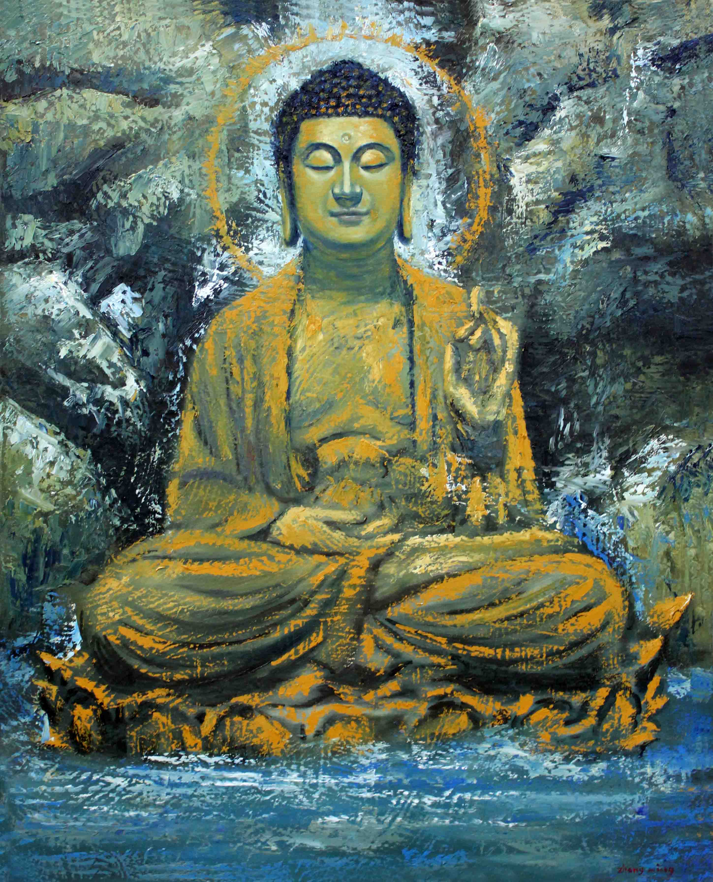 张名油画作品《释迦摩尼》