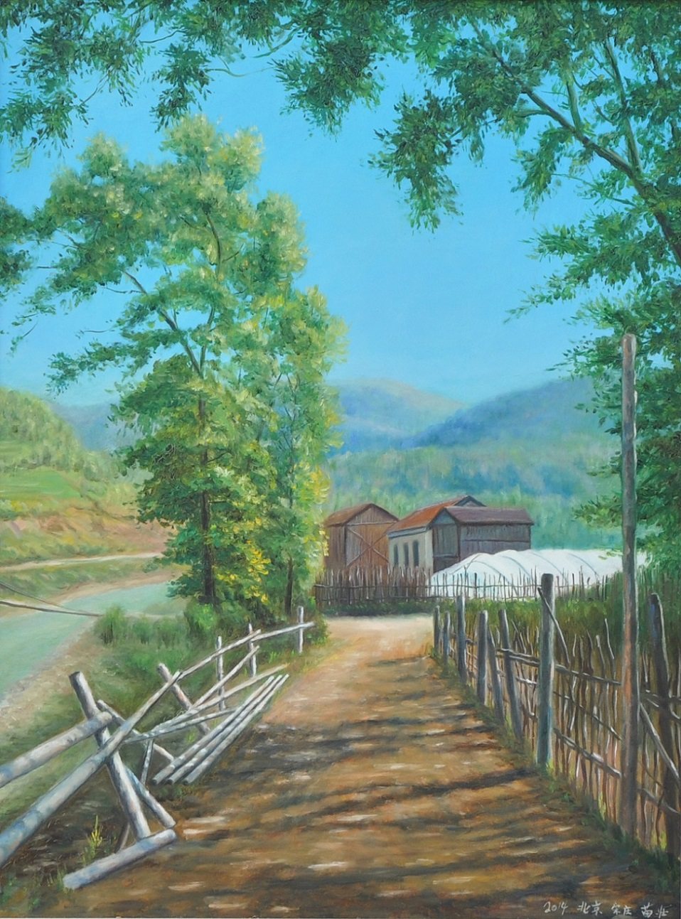 苗壮油画作品《乡间小路》