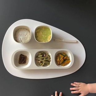 竹纤维儿童餐具套装分格餐盘宝宝辅食碗勺叉子组合幼儿园婴儿小碗