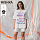 MISHKA2024夏季新品宽松休闲纯棉圆领小个子短袖女t恤夏时尚洋气