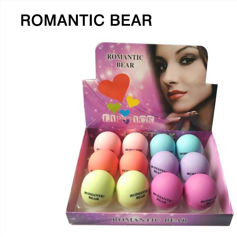 romantic bear浪漫熊lc010 磨砂外壳糖果味圆球形润唇膏 护唇口红