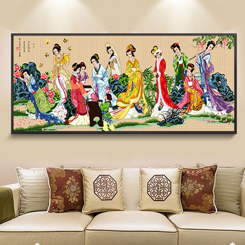 线绣2019新款古代古风十字绣砖石绣金陵十二钗大幅中国古典钻石画