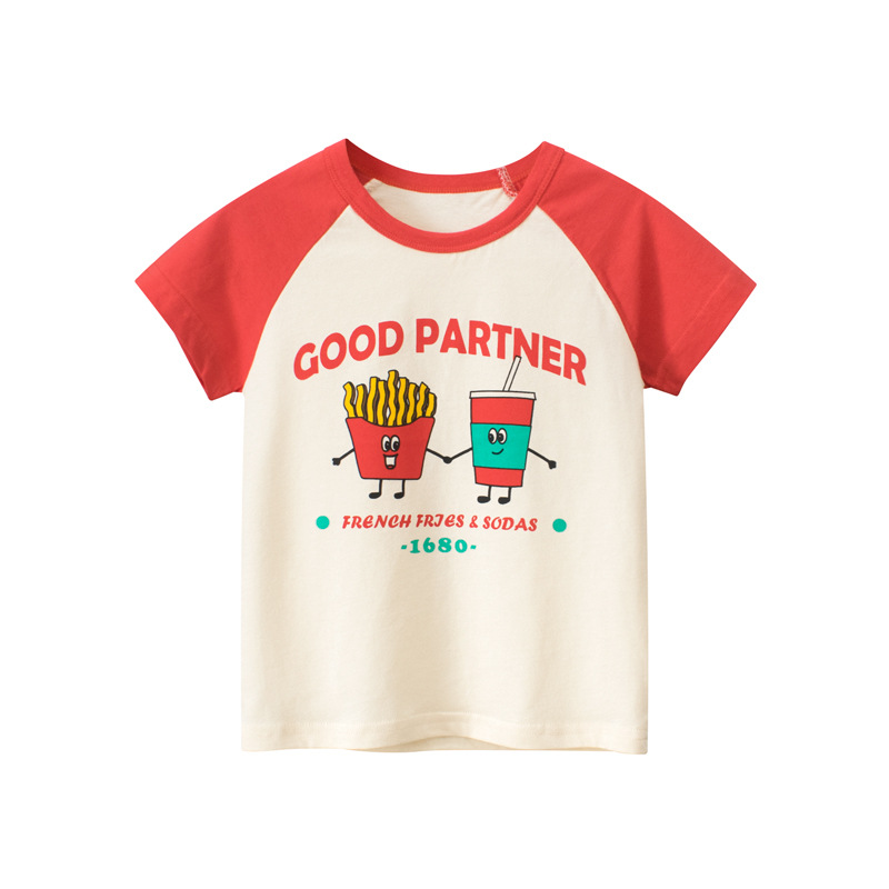 27home品牌纯棉短袖t恤女童儿童夏季韩版童装薯条外贸衣服厂家