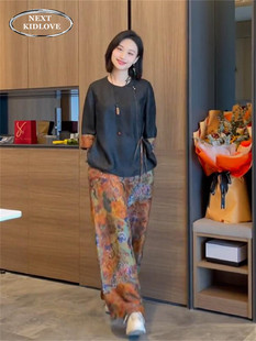 香港高级感轻熟风御姐气质短袖衬衫阔腿裤套装女夏款新中式两件套