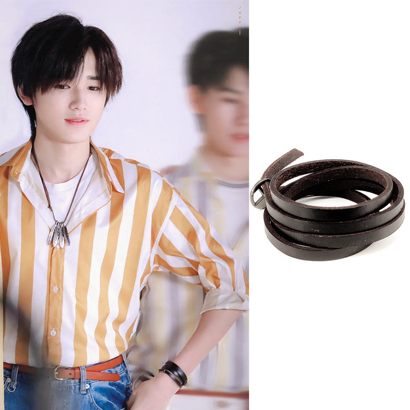 时代少年团宋亚轩同款插扣小骷髅真皮手链手环镯多圈轻奢男女饰品