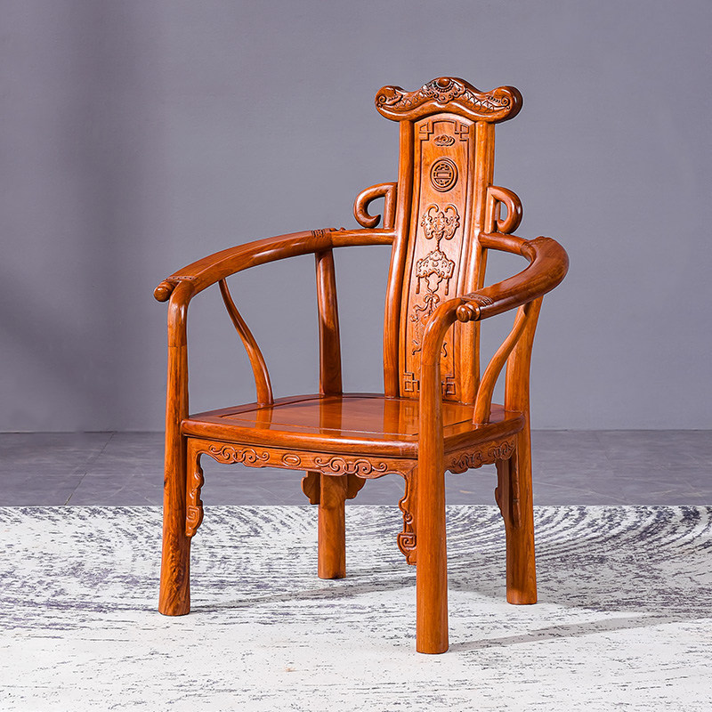 红木家具缅甸花梨木圈椅实木茶椅中式茶椅大果紫檀休闲扶手靠背椅
