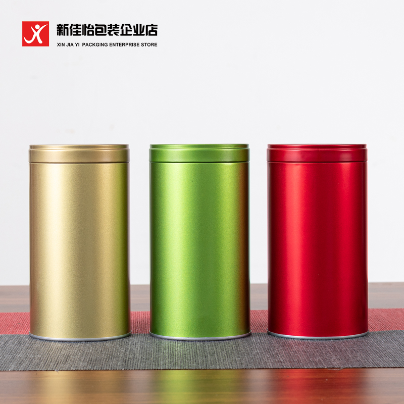 通用马口铁茶叶罐铁盒红绿茶精致茶叶包装礼盒纯色茶罐小批量定制