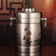 不锈钢茶叶罐鼓型普洱茶饼桶双层盖加厚密封保鲜储物罐防潮大容量