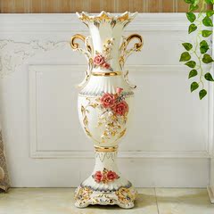 欧式高档陶瓷落地花瓶 客厅干花落地大花瓶家居新房装饰奢华摆件