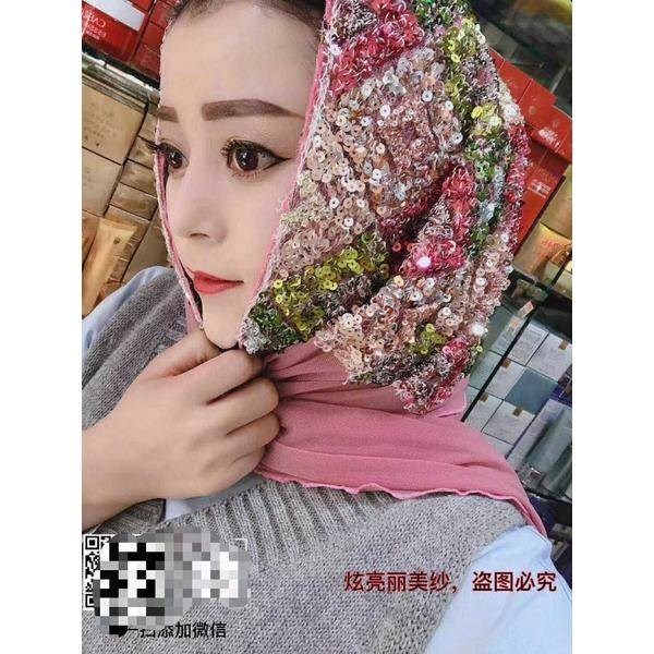 穆斯林纱巾春夏彩色亮片新款网纱休闲马来长巾回族头巾爆围巾包邮|ruв категории Аксессуары, шарф/шарф/шаль - от Buy2taobao.com для оказания профессиональной услуги покупки агента Taobao