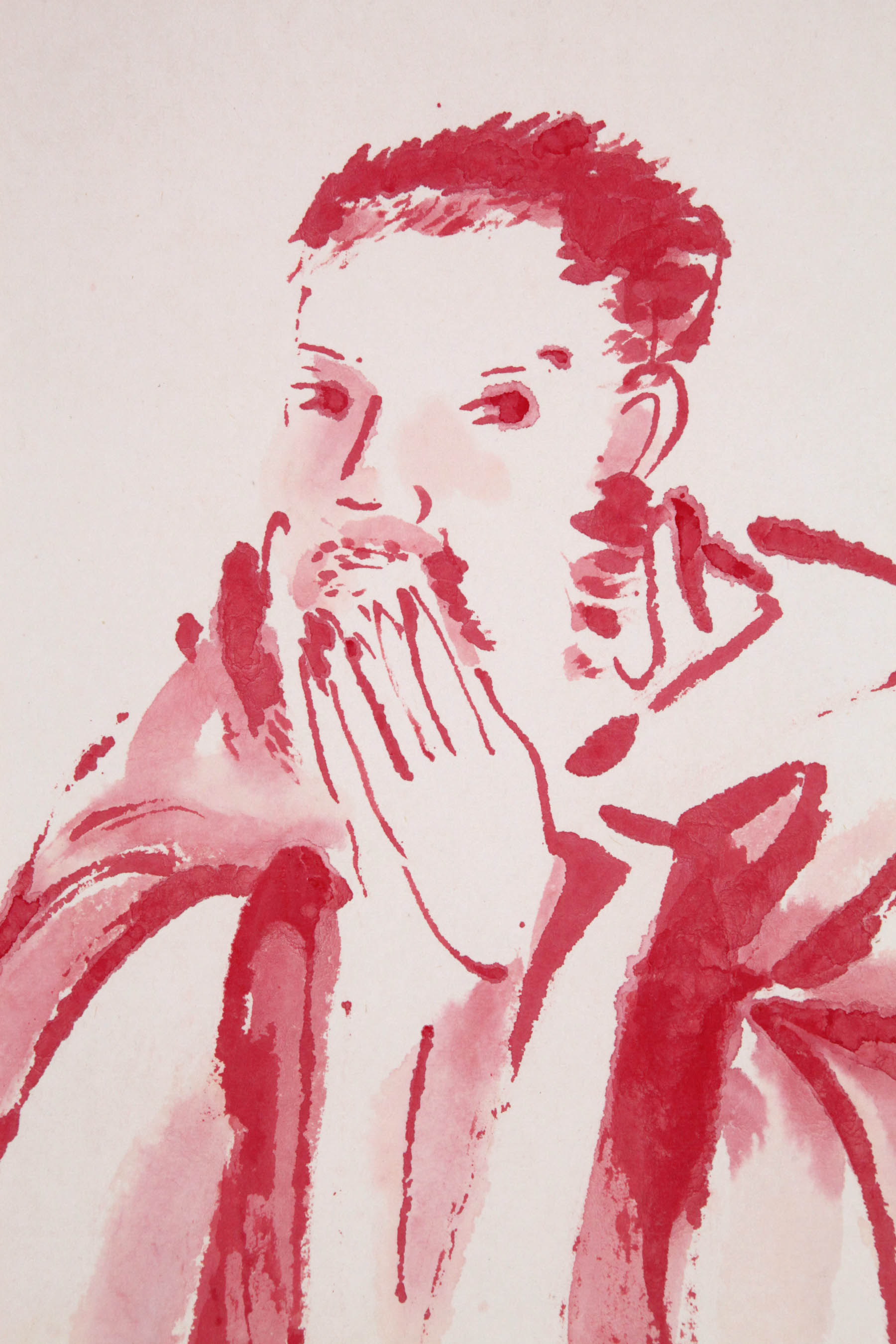 潘天寿《指墨朱砂人物》