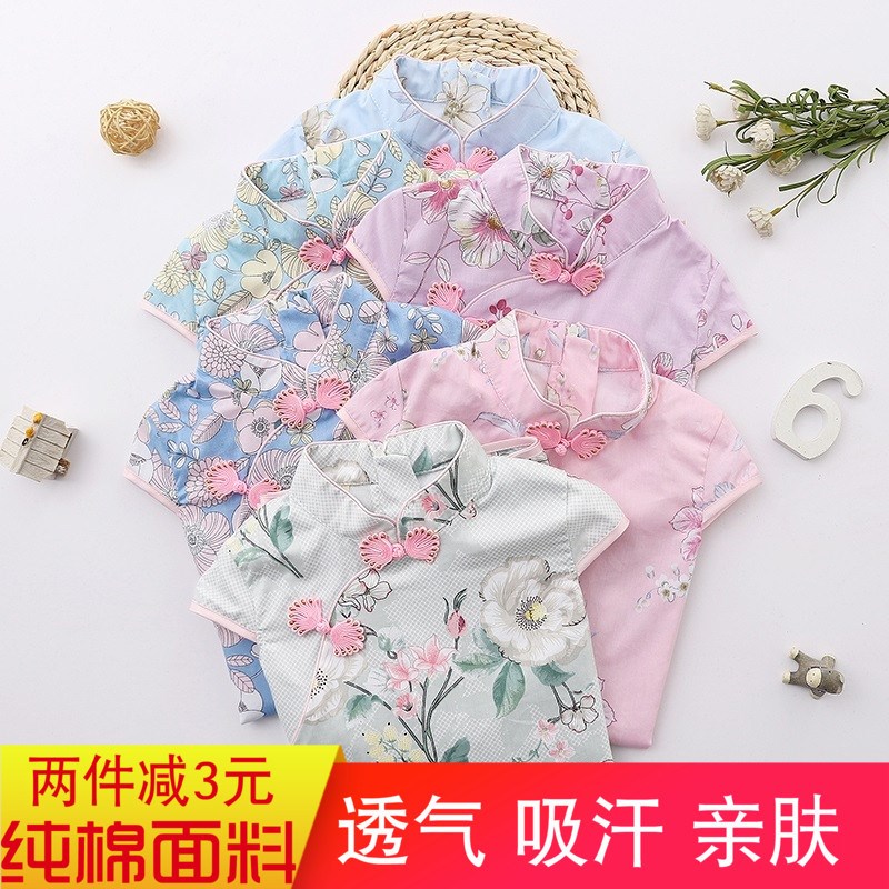 女童旗袍夏中国风连衣裙儿童旗袍夏季亲子装女宝宝旗袍小孩唐装