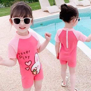 女童游泳衣夏季连体新款可爱泳装中小儿童宝宝卡通速干平角泳衣裤
