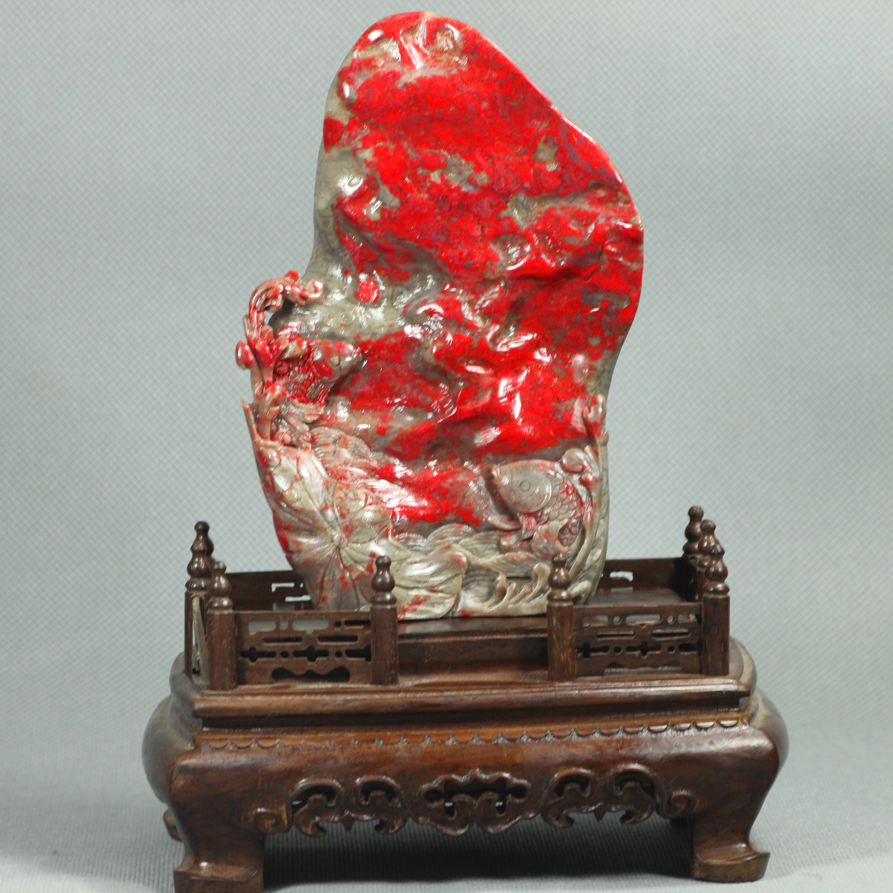 省级大师潘建钢作品 鸡血石摆件《金玉满堂》