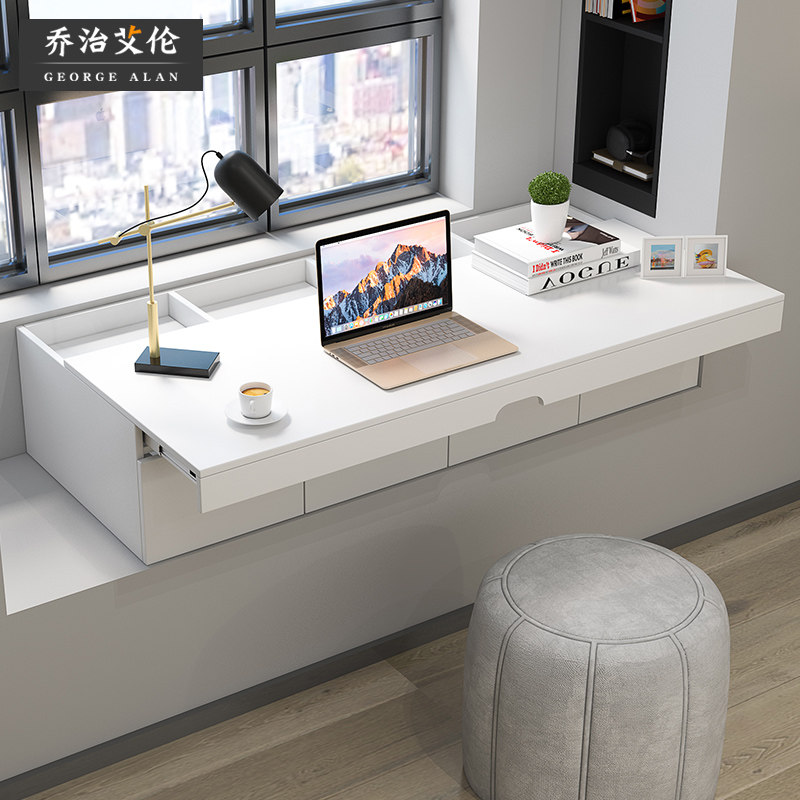 现代简约飘窗抽拉书桌抽屉柜一体家用阳台储物柜矮柜多功能收纳柜