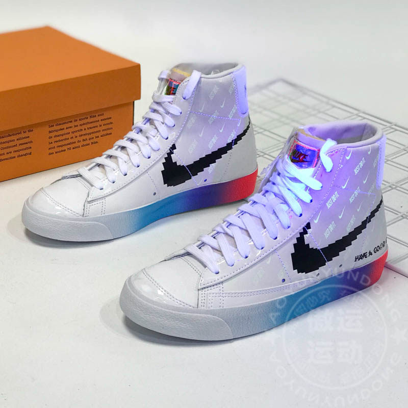 耐克女鞋2020冬新款渐变彩虹电玩像素夜光高帮运动板鞋dc3281-101