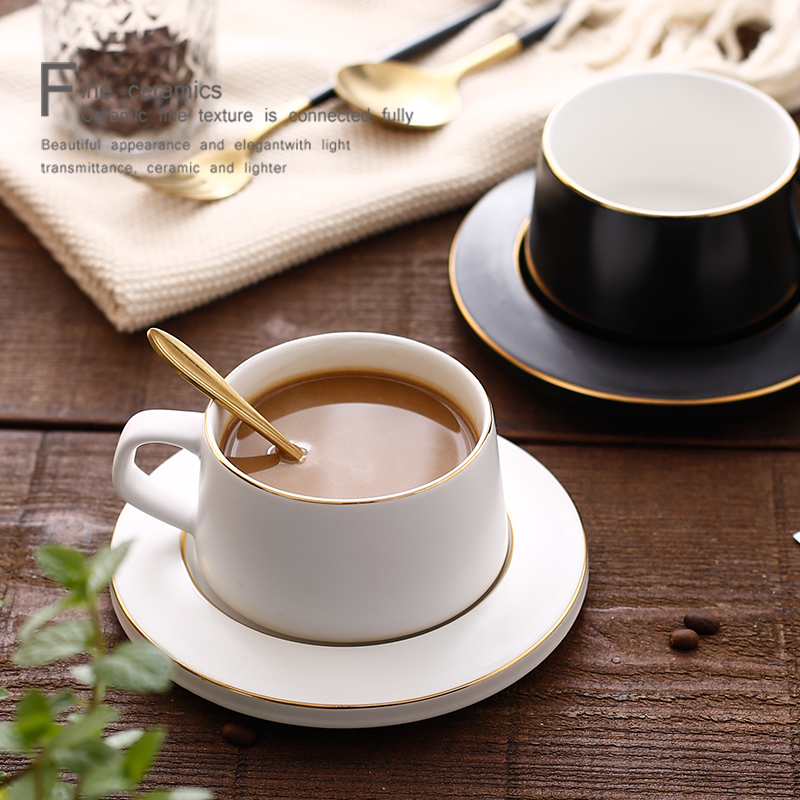 咖啡杯套装 ins北欧风办公室下午茶咖啡杯碟带勺咖啡厅陶瓷杯子