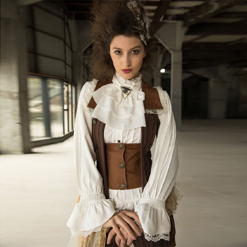 魔叹╋rqbl蒸汽朋克steampunk哥特gothic配领围女衬衣sp205