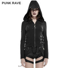 ╋魔叹╋ PUNK RAVE 蒸汽朋克Steam摇滚ROCK镂空连帽短外套 Y662