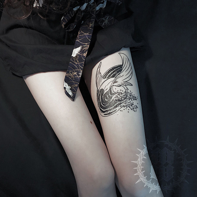Kanagawa surfing Manta MW Original Hand drawn Japanese Retro Alternative Devil Rays waterproof Tattoo stickerin the Makeup/Perfume/Beauty tools , Body painting category - from Buy2taobao.com to provide professional Taobao agent buy service
