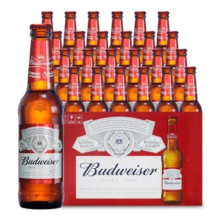 原装进口百威啤酒Budweiser清爽型拉格黄啤酒330ml*24瓶整箱清仓