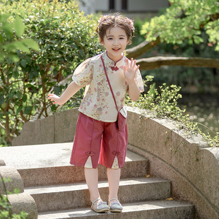 女小童汉服套装夏装薄款2024新款女宝宝新中式衣服夏季国风两件套